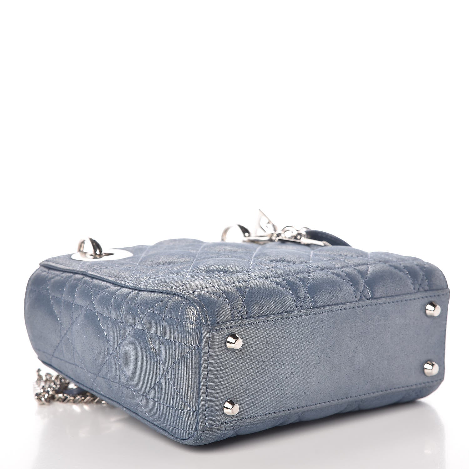 Christian Dior Metallic Lambskin Cannage Mini Lady Dior Blue 4 of 8