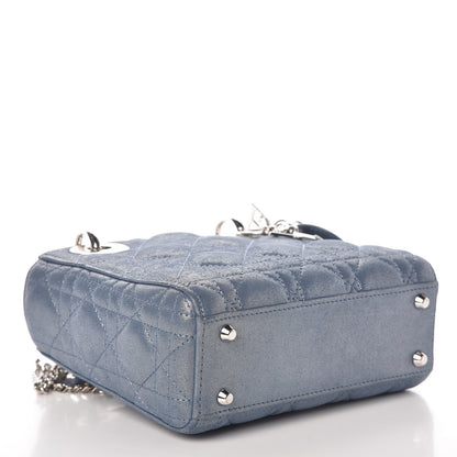 Christian Dior Metallic Lambskin Cannage Mini Lady Dior Blue 4 of 8
