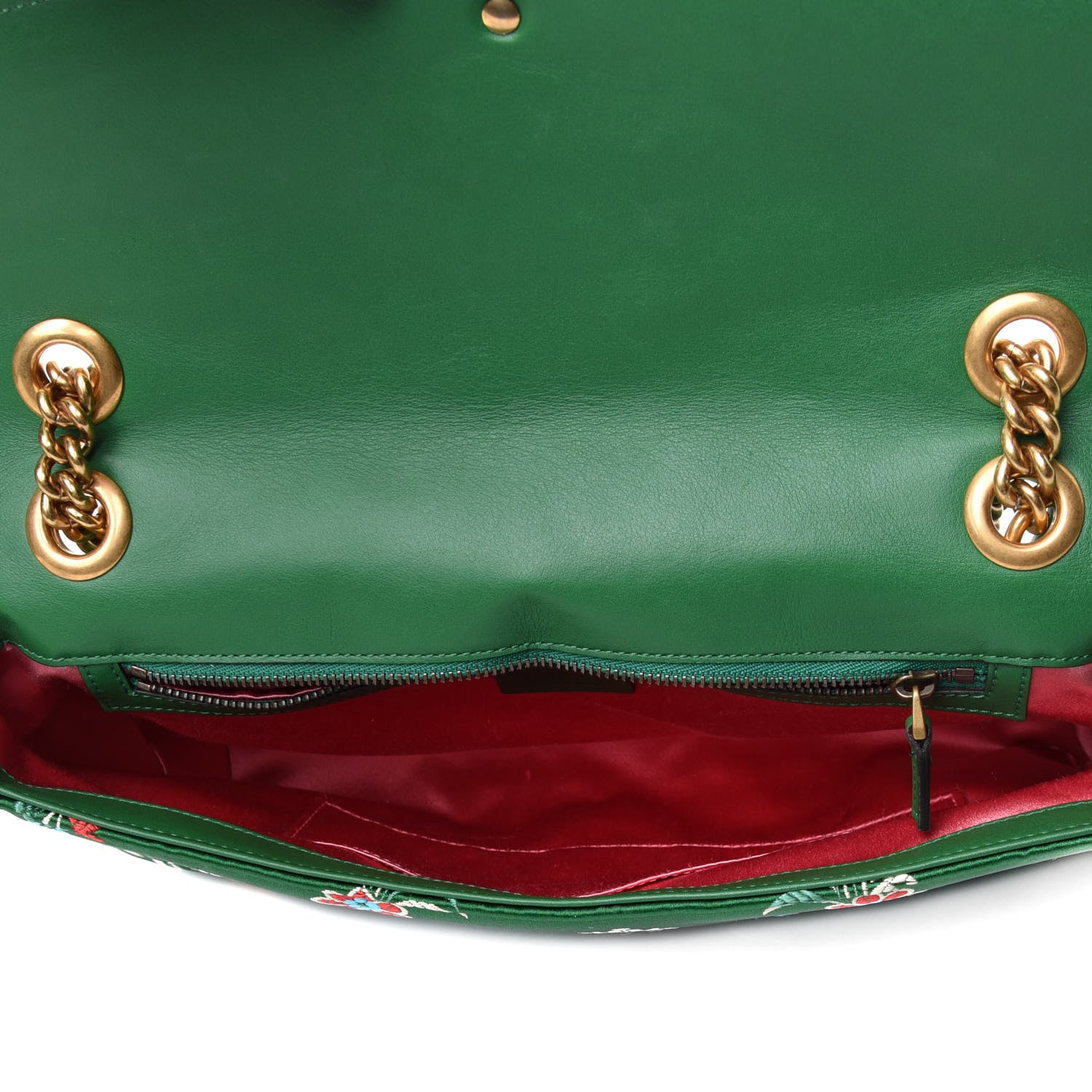 Gucci Jacquard Matelasse Floral Medium GG Marmont Shoulder Bag Green 4 of 4
