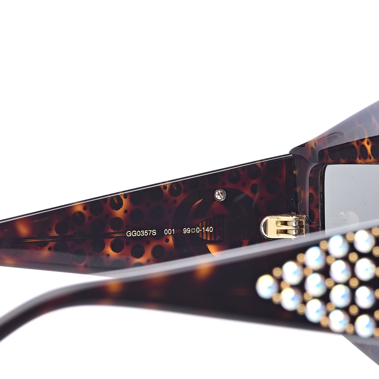 Gucci Crystal Rectangular Frame Sunglasses GG0357S Tortoiseshell 6 of 6