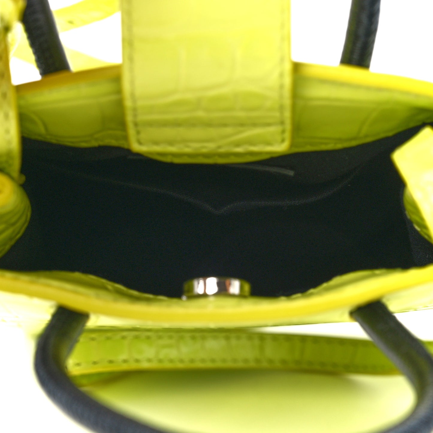 Calfskin Crocodile Embossed Logo Shopping Phone Holder Bag Lime