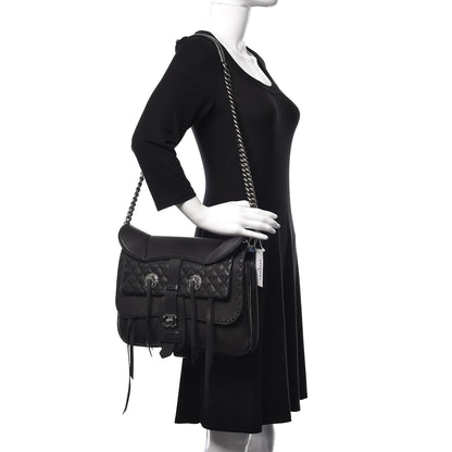Chanel Calfskin Quilted Large Ride My Bag Messenger Black 2 of 13
