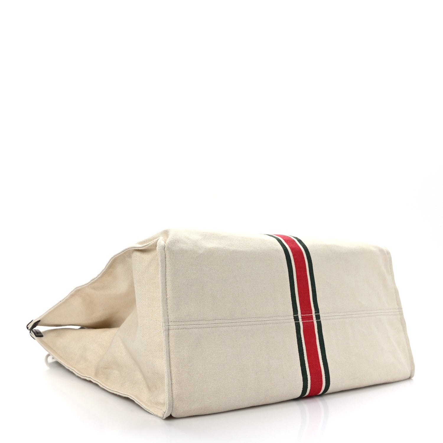 Gucci Linen Heavy Canvas Textured Dollar Calfskin Web Large Retro Interlocking G Foldable Tote Light Beige New Acero 4 of 9