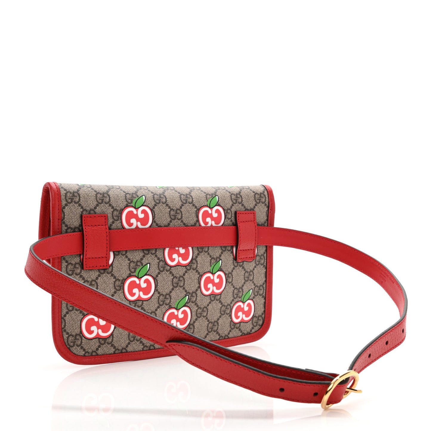 GG Supreme Monogram Apple Interlocking G Belt Bag Beige Multicolor Lobster Red