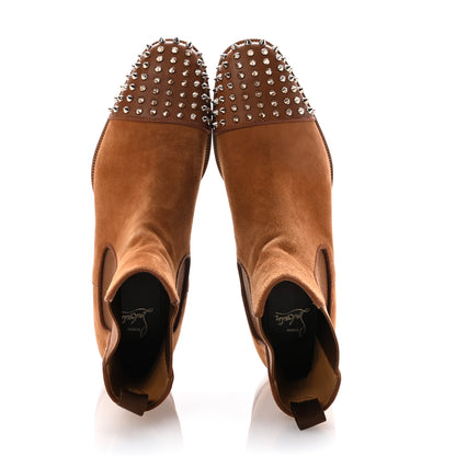Christian Louboutin Mens Suede Spikes Chelsea Boots 43 Brown 2 of 8