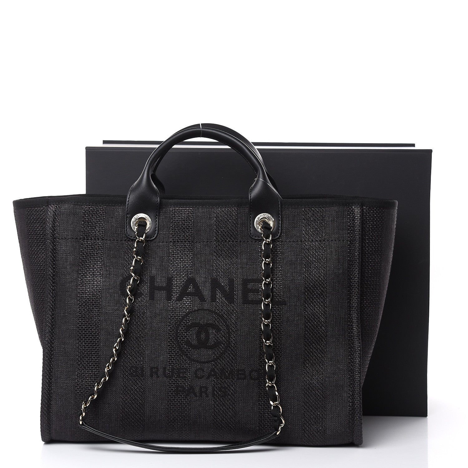 Chanel Woven Straw Raffia Striped Large Deauville Tote Black 10 of 10