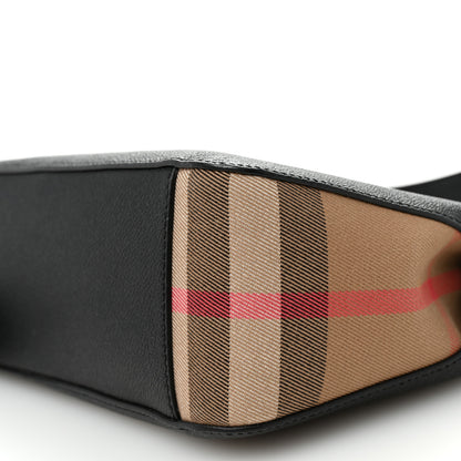 Burberry Soft Grain Calfskin House Check Small Helmsley Crossbody Black 10 of 10