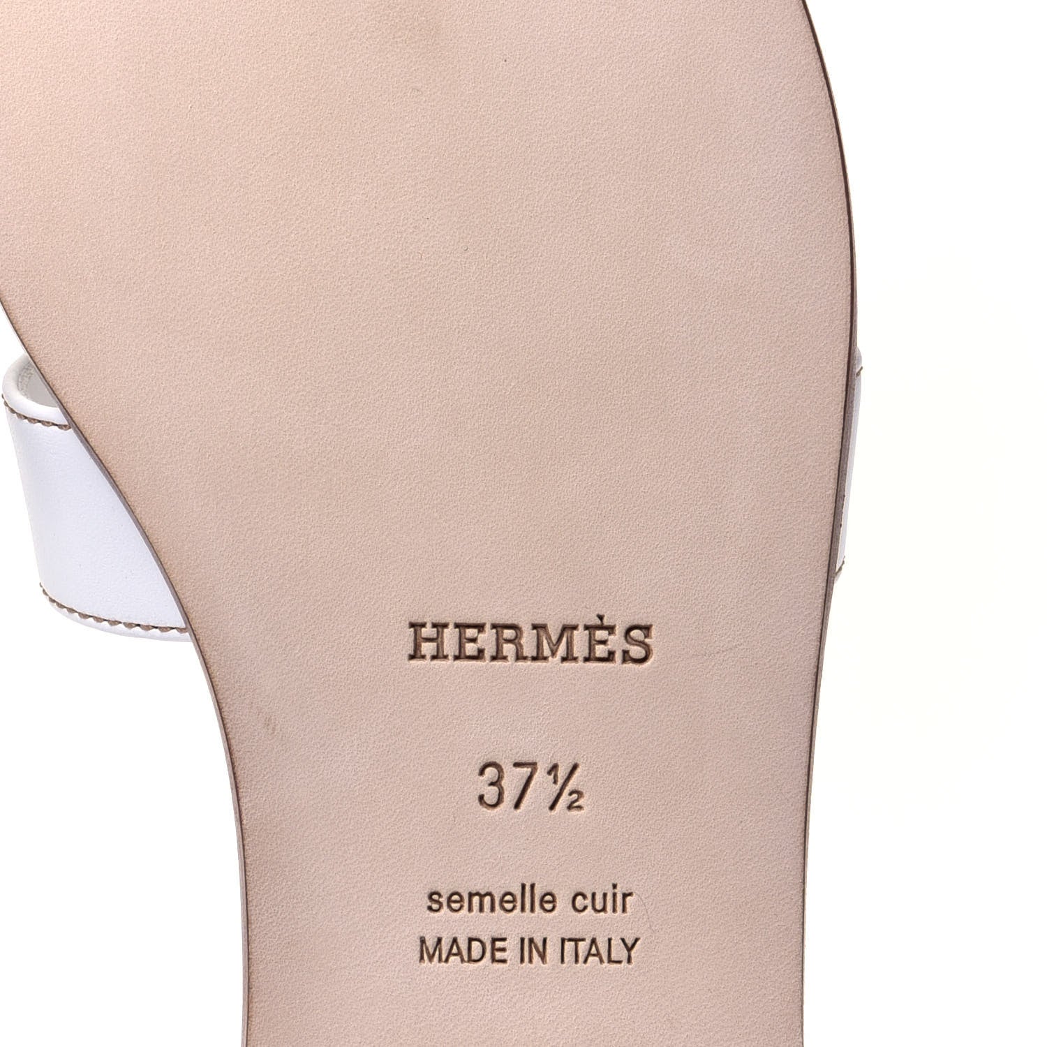 Hermes Box Calfskin Oran Sandals 37.5 White 8 of 10