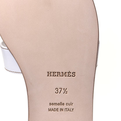 Hermes Box Calfskin Oran Sandals 37.5 White 8 of 10