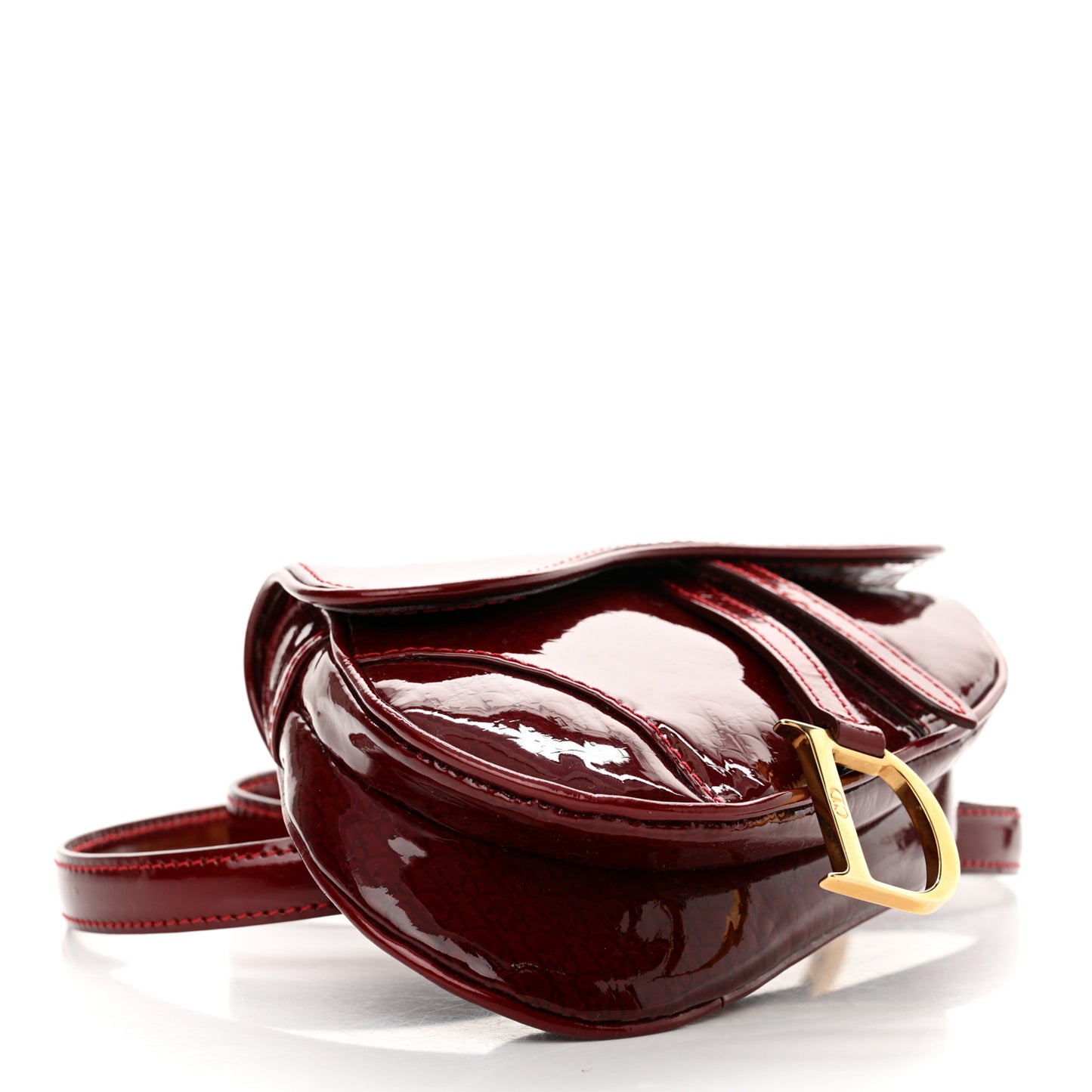Patent Diorissimo Saddle Belt Bag Dark Red