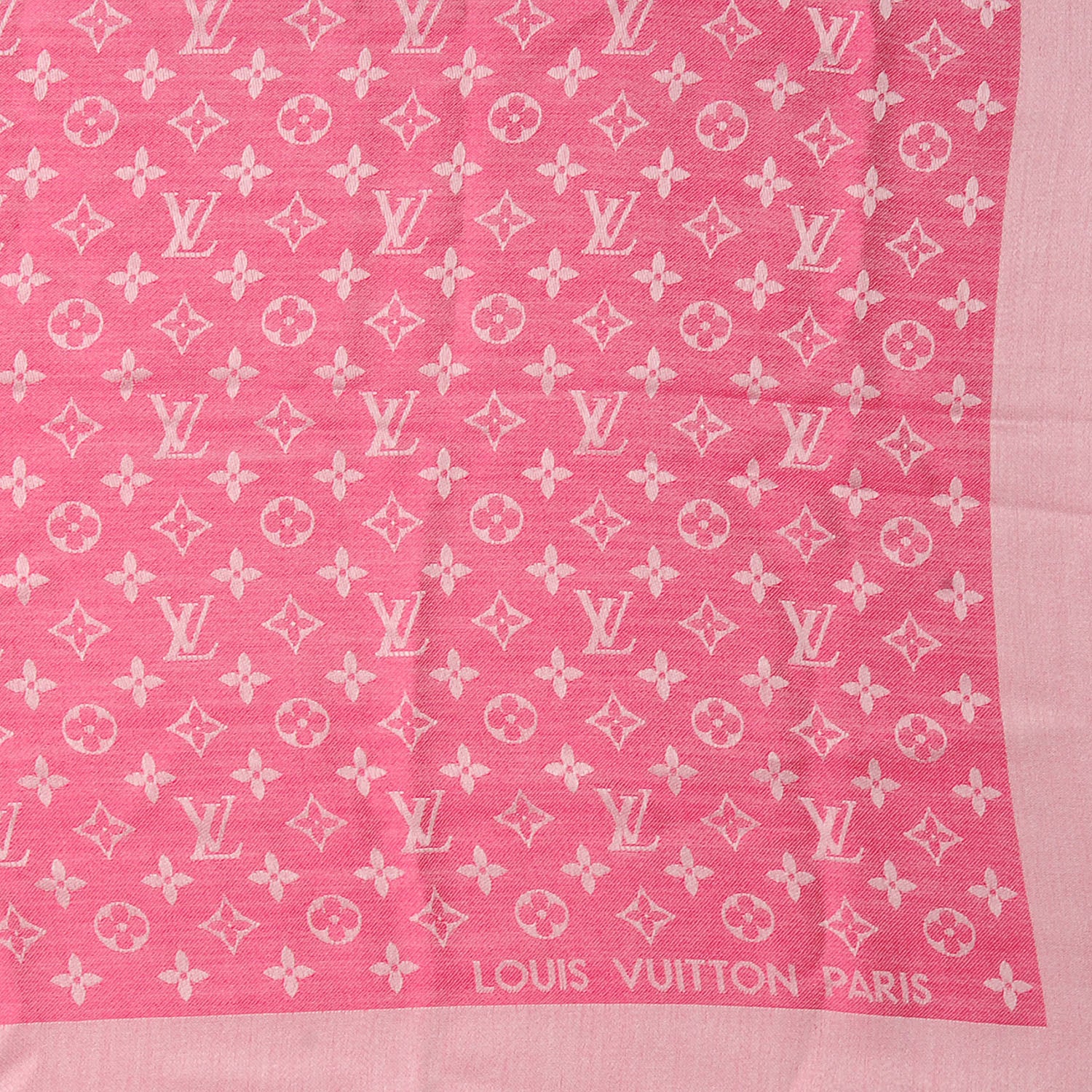 Louis Vuitton Wool Silk Monogram Denim Shawl Pink 1 of 4