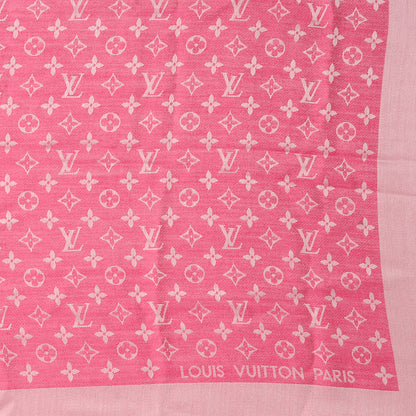 Louis Vuitton Wool Silk Monogram Denim Shawl Pink 1 of 4
