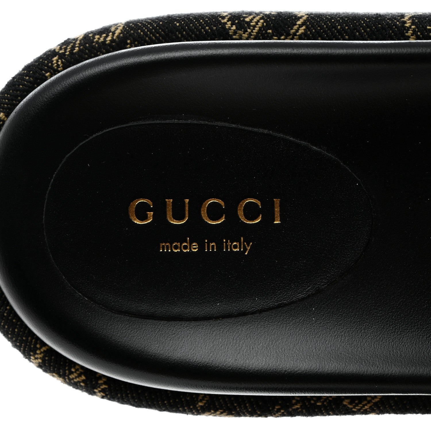 Gucci Jacquard Black Denim GG Monogram Angelina Platform 55mm Slide Sandals 39 Black Ivory 6 of 10