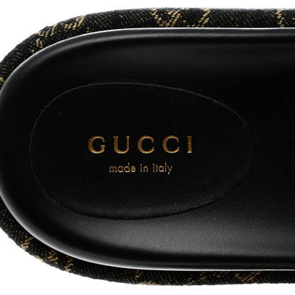Gucci Jacquard Black Denim GG Monogram Angelina Platform 55mm Slide Sandals 39 Black Ivory 6 of 10