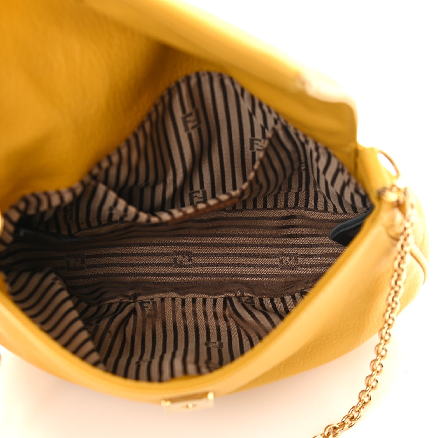 Fendi Vitello Flamingo Fendista Pouchette Crossbody Bag Yellow 5 of 10
