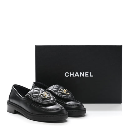 Chanel Lambskin Quilted CC Turnlock Loafers 35.5 Black 9 of 9