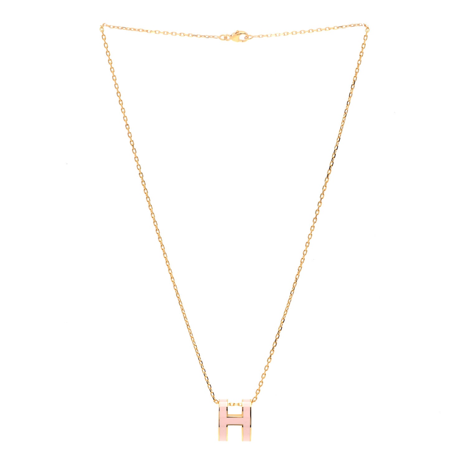 Hermes Lacquered Rose Gold Pop H Pendant Necklace Rose Dragee 3 of 6