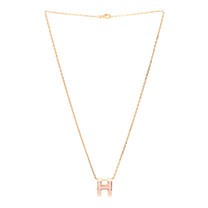 Hermes Lacquered Rose Gold Pop H Pendant Necklace Rose Dragee 3 of 6