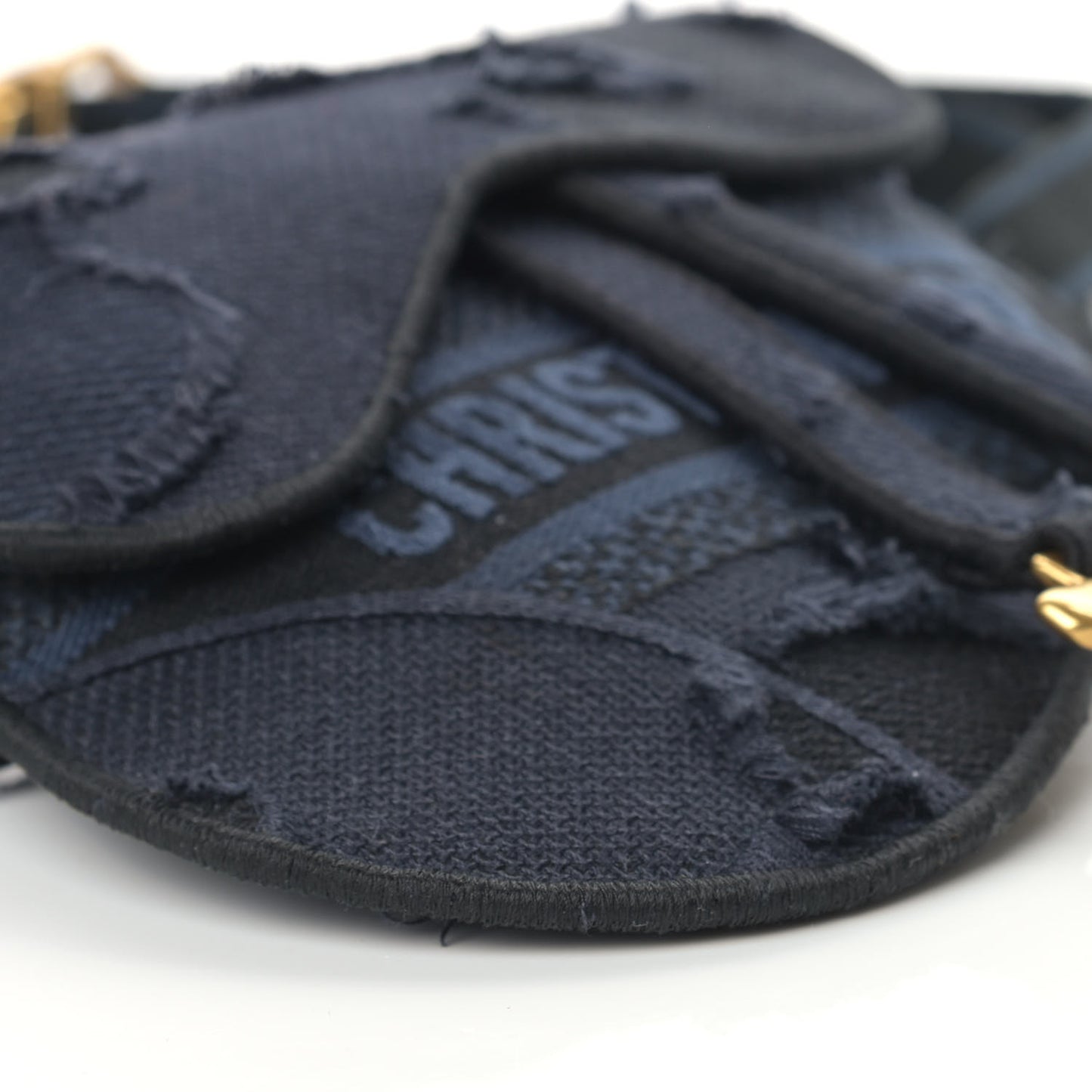 Canvas Embroidered Camouflage Saddle Belt Bag Blue