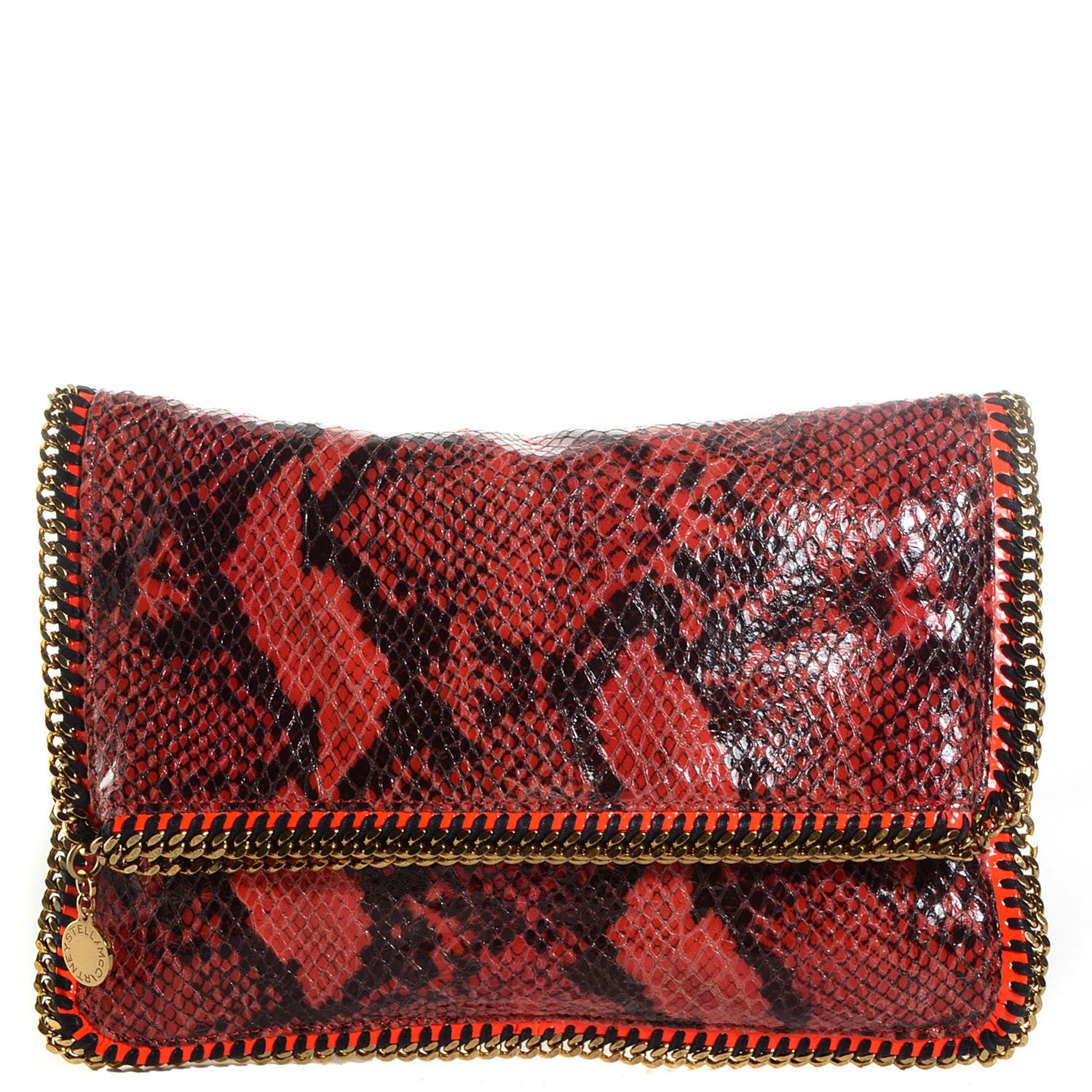 Stella McCartney Python Print Falabella Fold Over Clutch 1 of 8