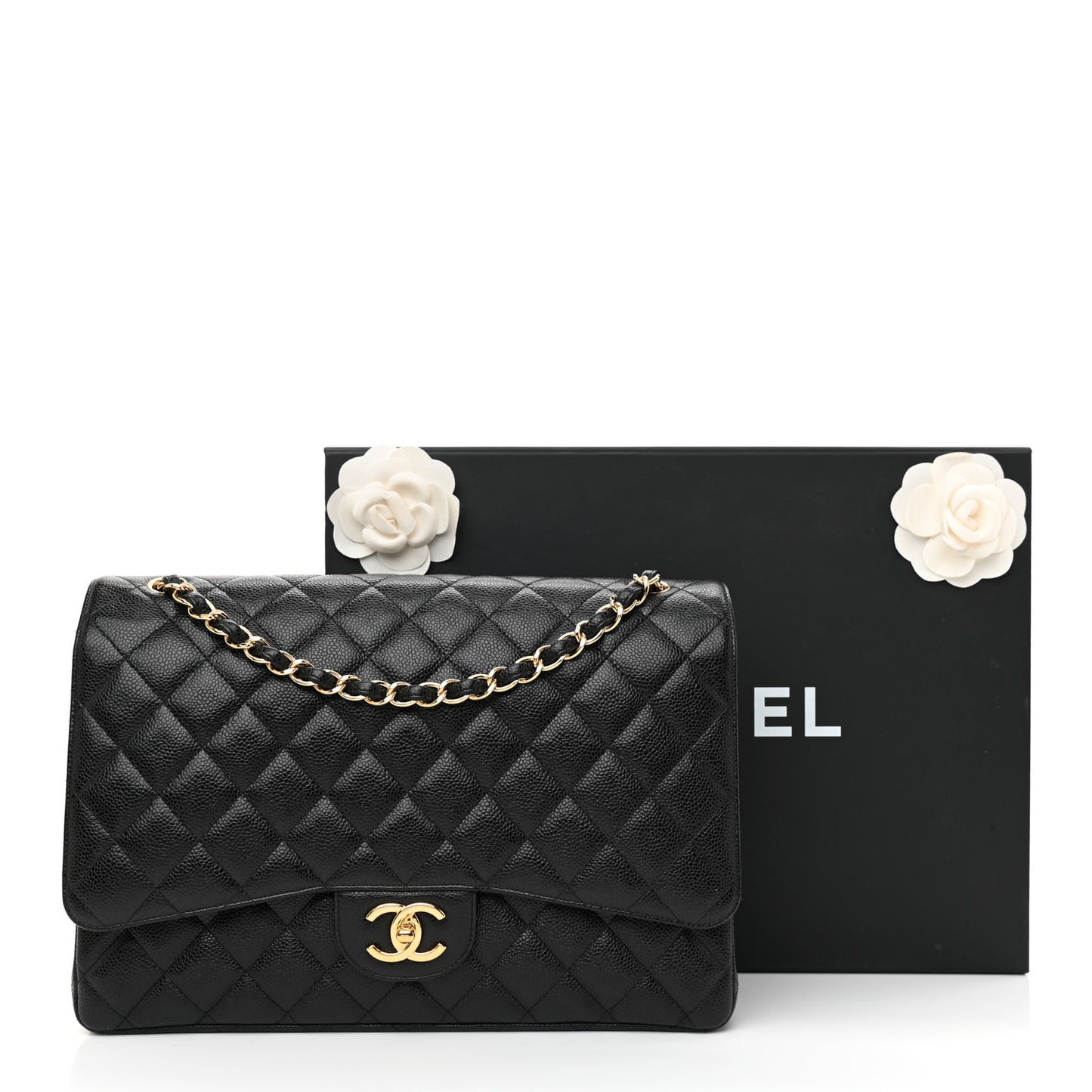 Caviar Quilted Maxi Double Flap Black
