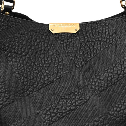 Burberry Signature Grain Calfskin Check Embossed Small Canterbury Tote Black 9 of 11