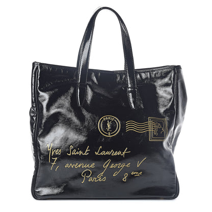 Saint Laurent Textured Patent Y-Mail Tote Black 1 of 9