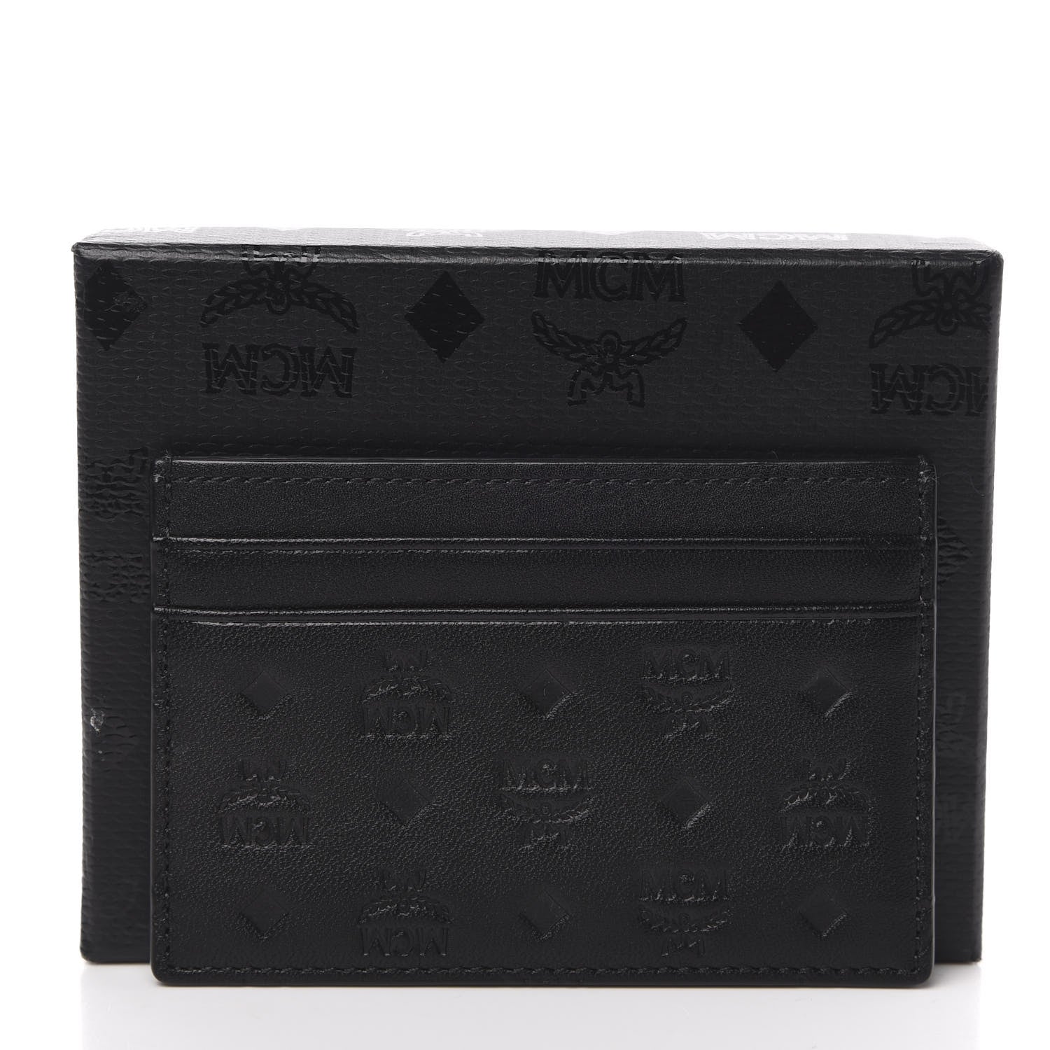 MCM Calfskin Ottomar Monogram Card Case Black 8 of 8