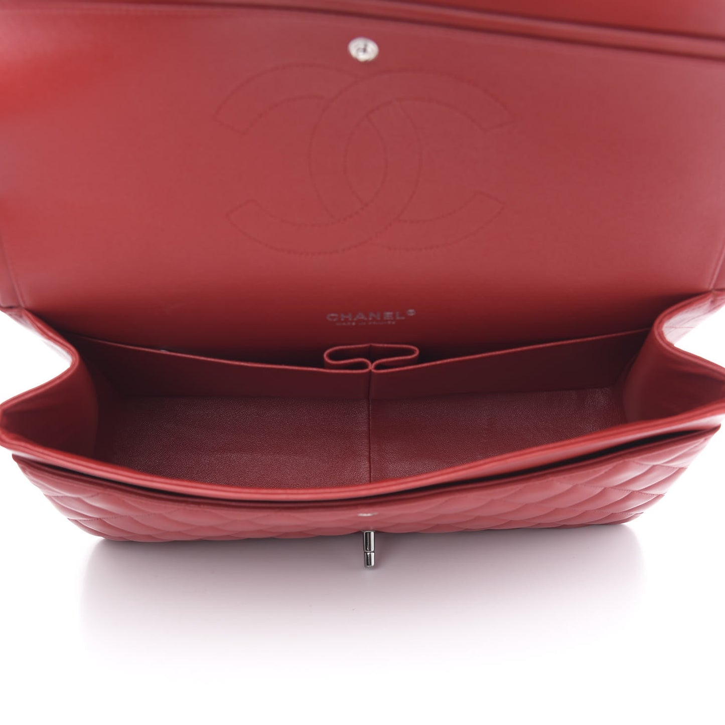 Lambskin Quilted Maxi Double Flap Red