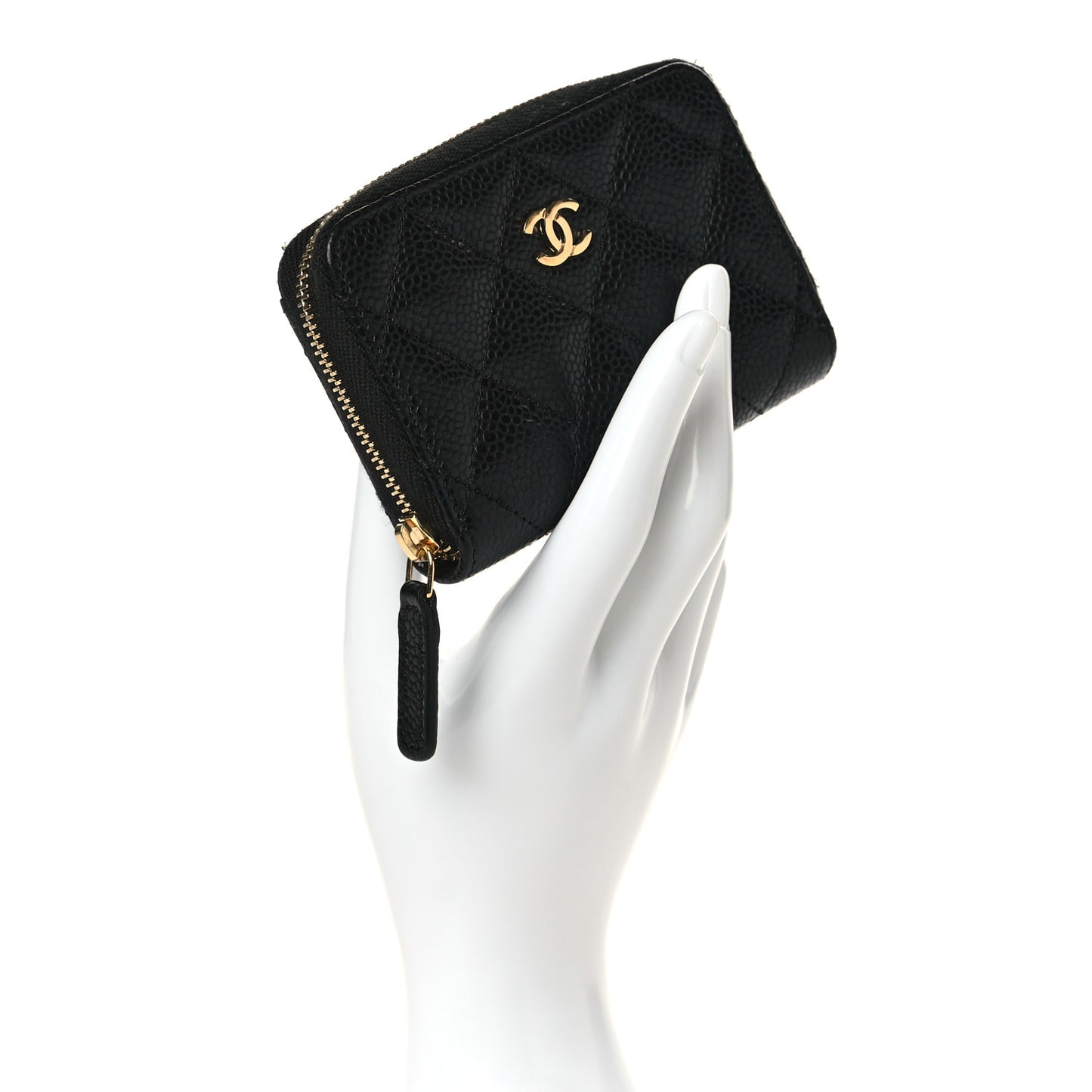 Caviar Quilted Classic Zipped Coin Purse Black