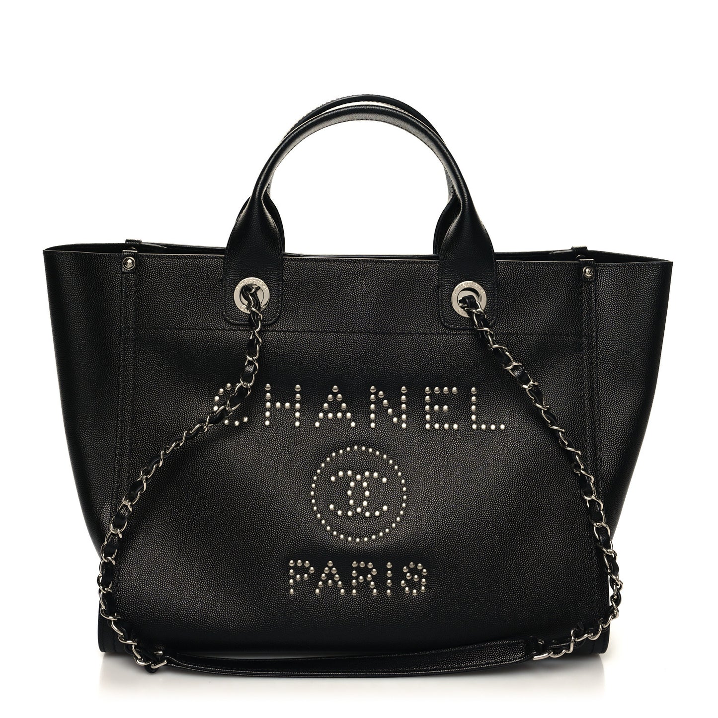 Caviar Small Studded Deauville Tote Black
