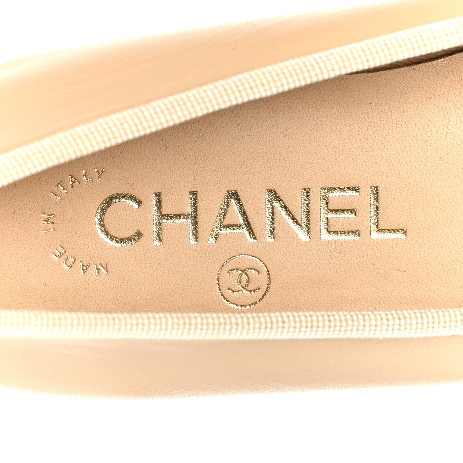 Chanel Lambskin Cap Toe CC Ballerina Flats 37 Beige Black 7 of 10
