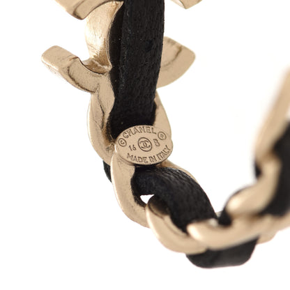 Chanel Lambskin CC Chain Hoop Earrings Matte Gold Black 4 of 5