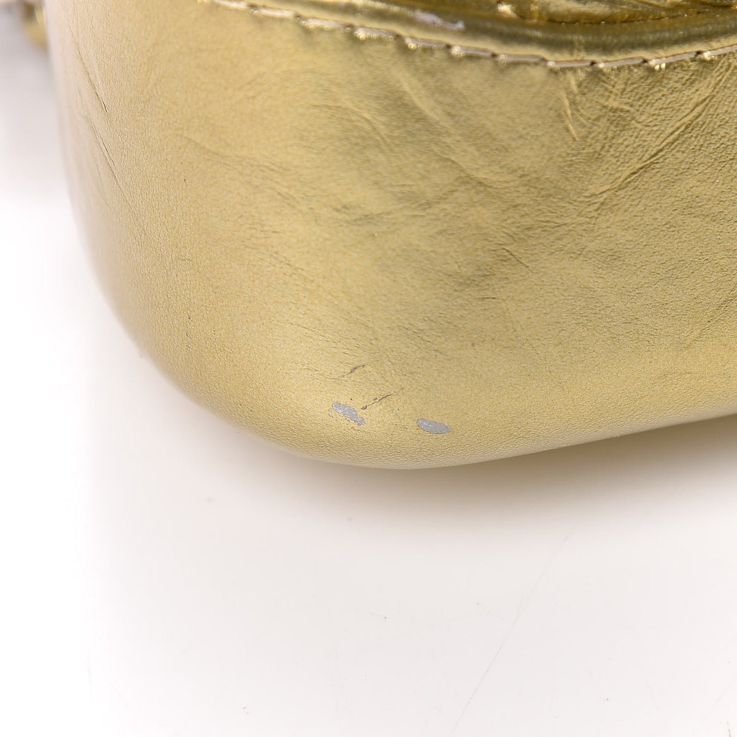 Metallic Aged Calfskin Quilted Small Gabrielle Hobo Gold