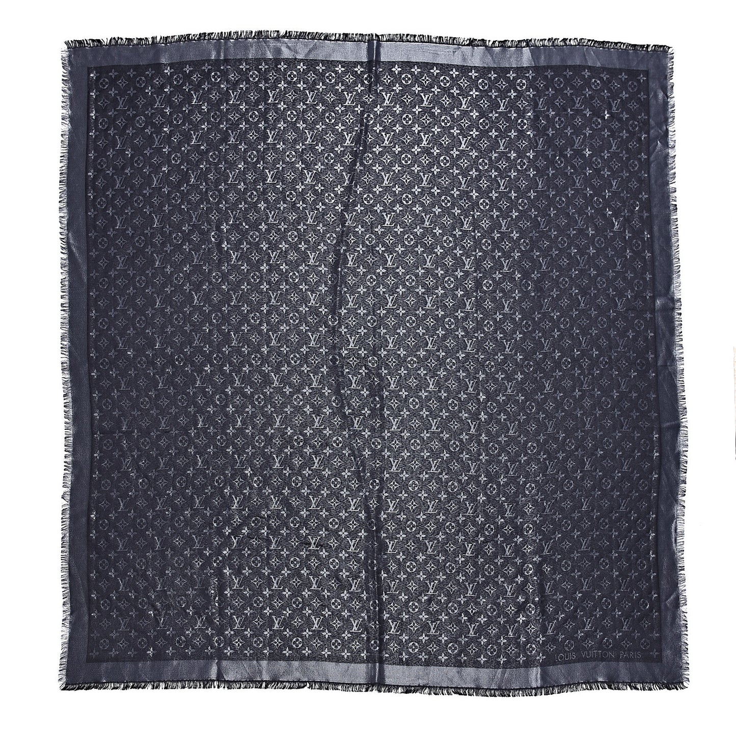 Silk Lurex Wool Monogram Shine Shawl Black