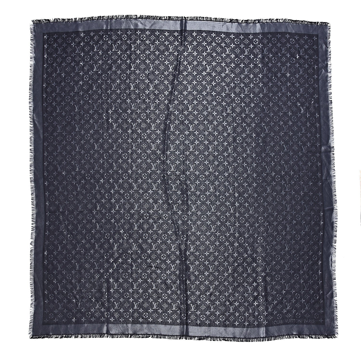 Louis Vuitton Silk Lurex Wool Monogram Shine Shawl Black 1 of 6
