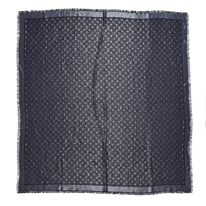Louis Vuitton Silk Lurex Wool Monogram Shine Shawl Black 1 of 6