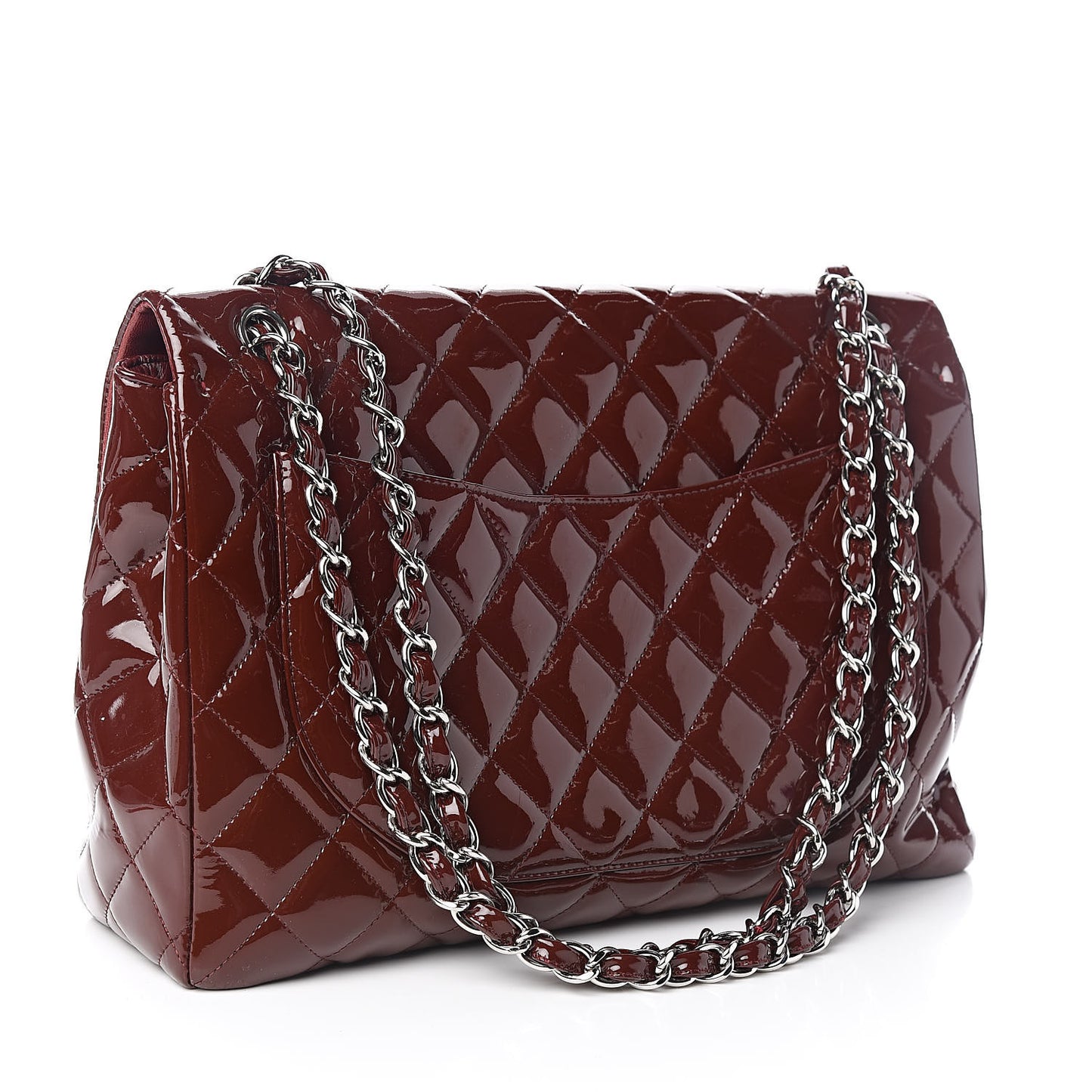 Patent Quilted Maxi Single Flap Dark Red