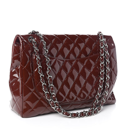 Chanel Patent Quilted Maxi Single Flap Dark Red 3 of 11