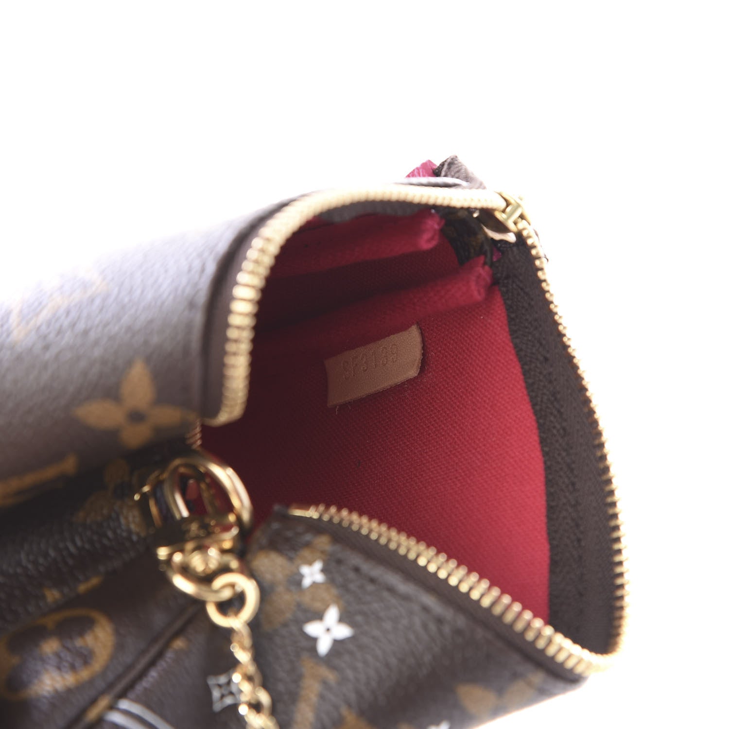 Louis Vuitton Monogram 2019 Christmas Animation Mini Courchevel Pochette Accessories Fuchsia 7 of 10