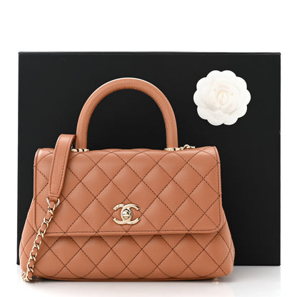 Chanel Caviar Quilted Lizard Embossed Mini Coco Handle Flap Brown 11 of 11