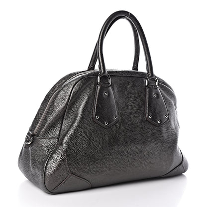 Prada Metallic Cervo Dome Satchel Dark Grey 3 of 10