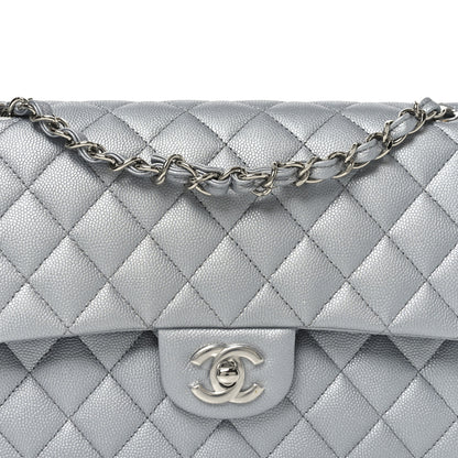 Chanel Metallic Caviar Quilted Medium Double Flap Silvery 8 of 11