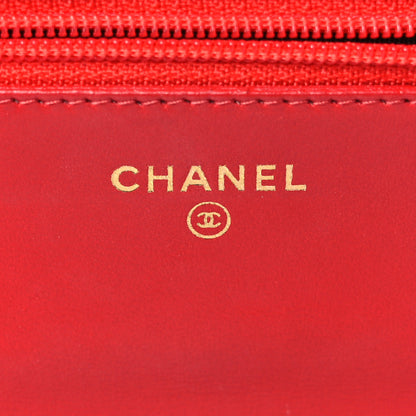 Chanel Lambskin Quilted Trendy CC Wallet On Chain WOC Red 6 of 12