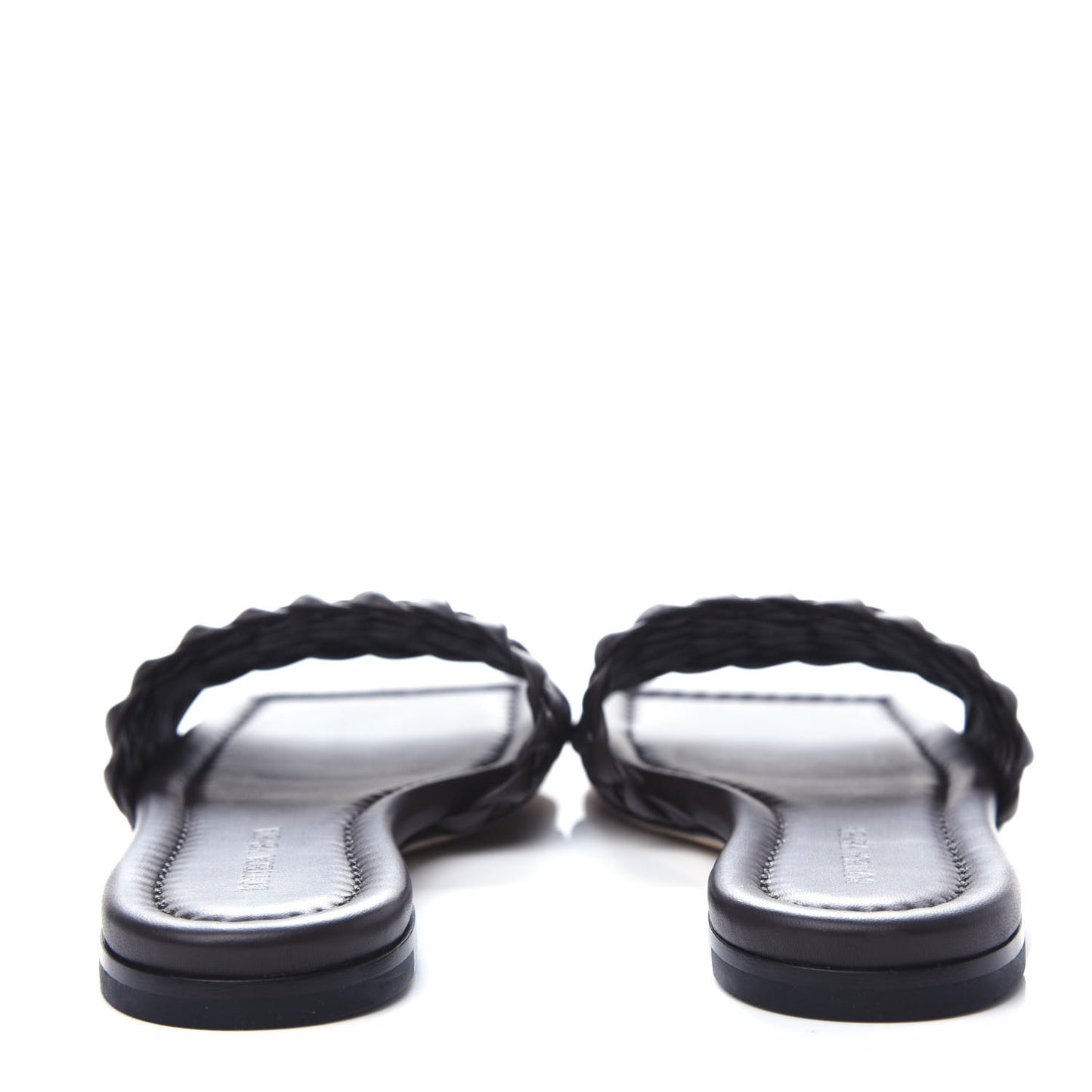 Nappa Intrecciato Squared Toe Flat Sandals 36 Espresso