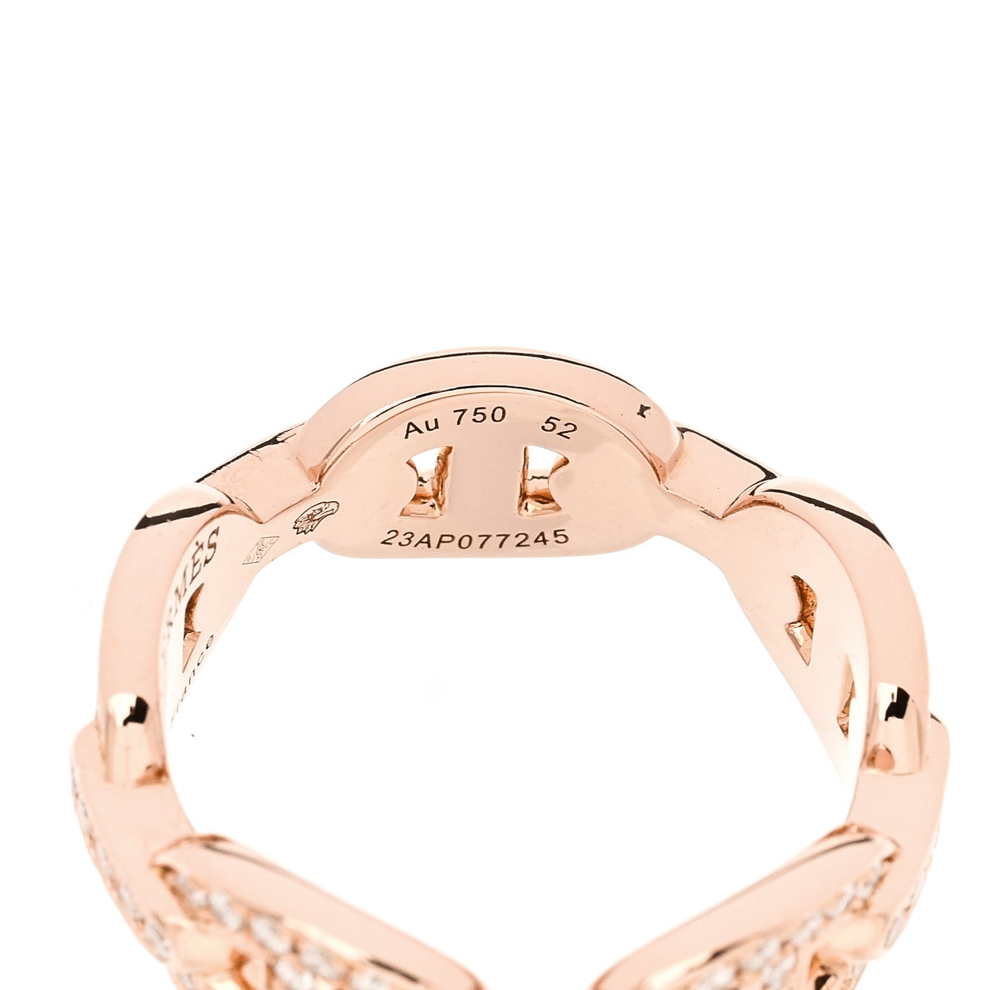 18K Rose Gold Diamond PM d'Ancre Enchainee Ring 52 6