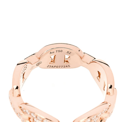 Hermes 18K Rose Gold Diamond PM d'Ancre Enchainee Ring 52 6 5 of 6