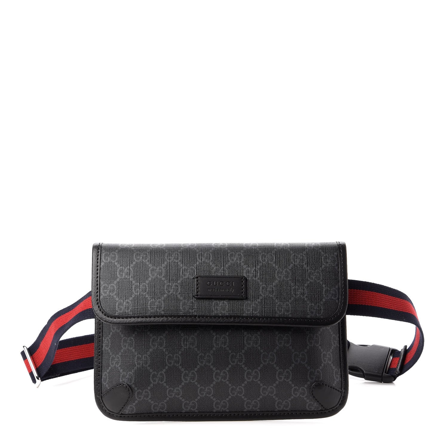 Gucci GG Supreme Monogram Web Slim Belt Bag Black Grey 1 of 11
