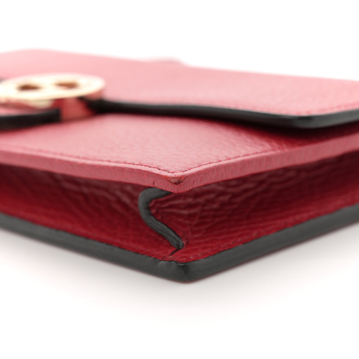 Dollar Calfskin Interlocking G Chain Wallet Red