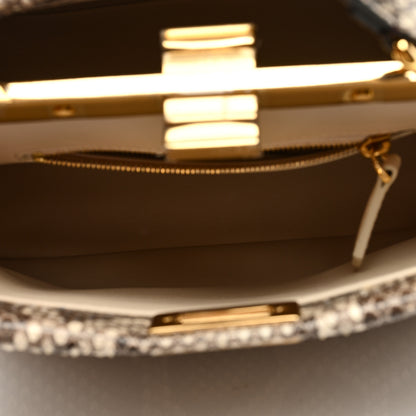 Fendi Snakeskin Shiny Nappa Mini Peekaboo Iconic Satchel Daisy Roccia Camelia 5 of 9